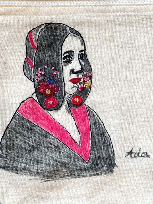 Ada Lovelace portrait painting with needle and thread