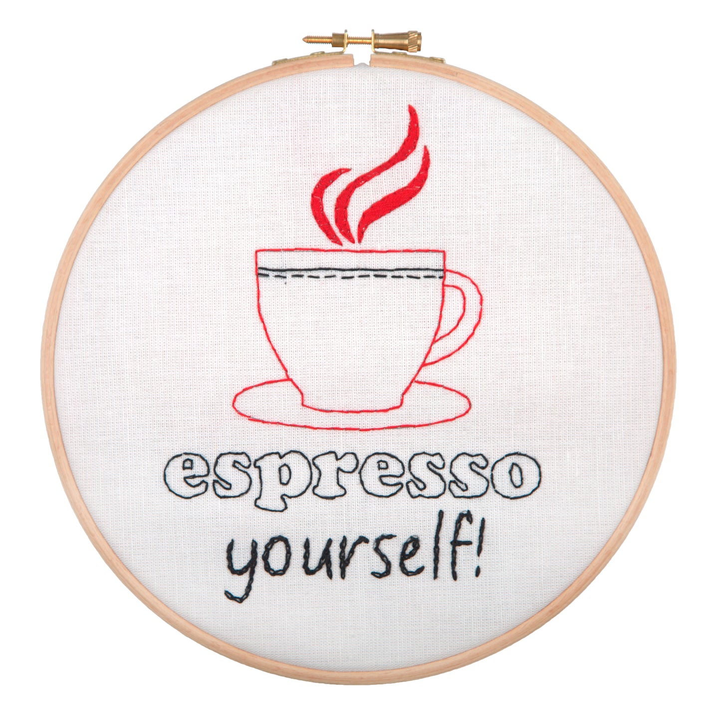 Embroidery Kit with Hoop: Espresso Yourself!