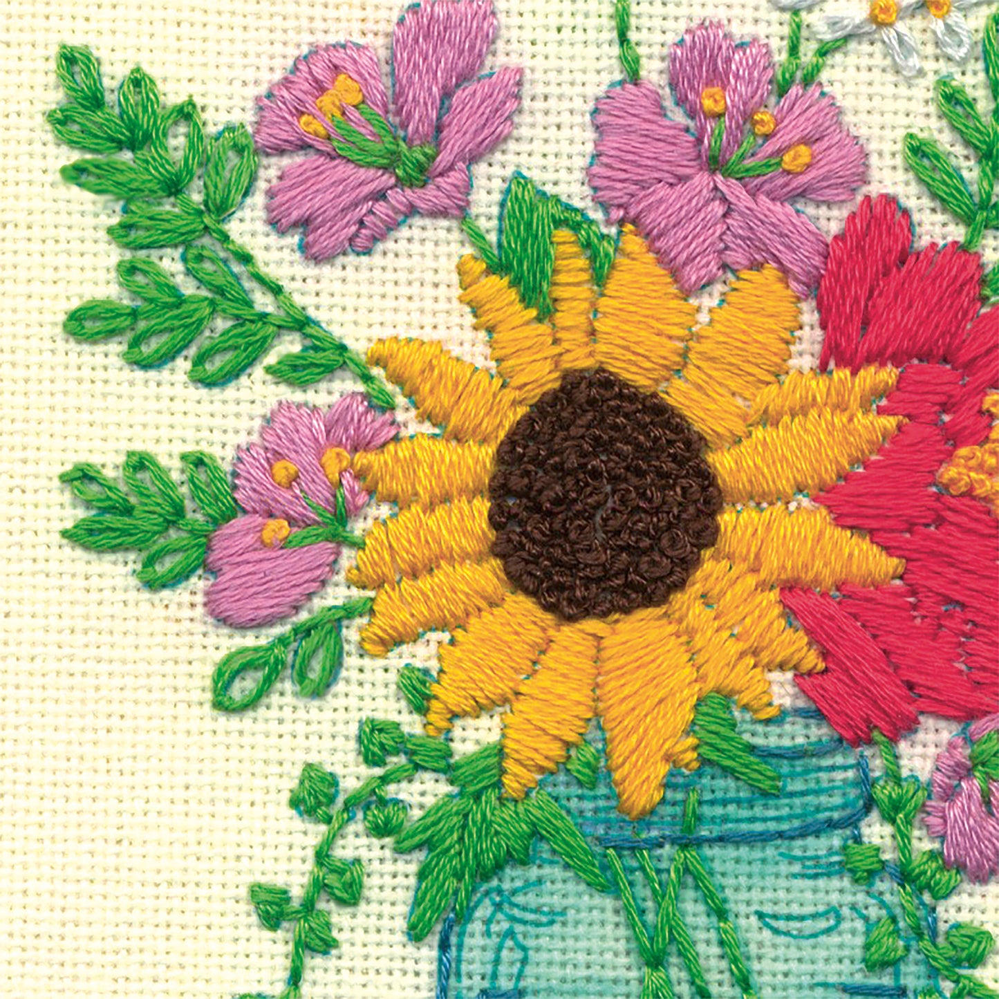 Embroidery Kit with Hoop: Floral Jar