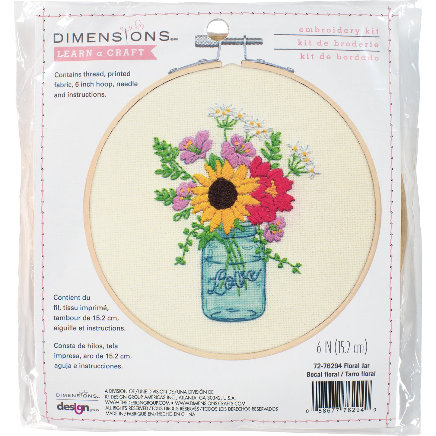 Embroidery Kit with Hoop: Floral Jar