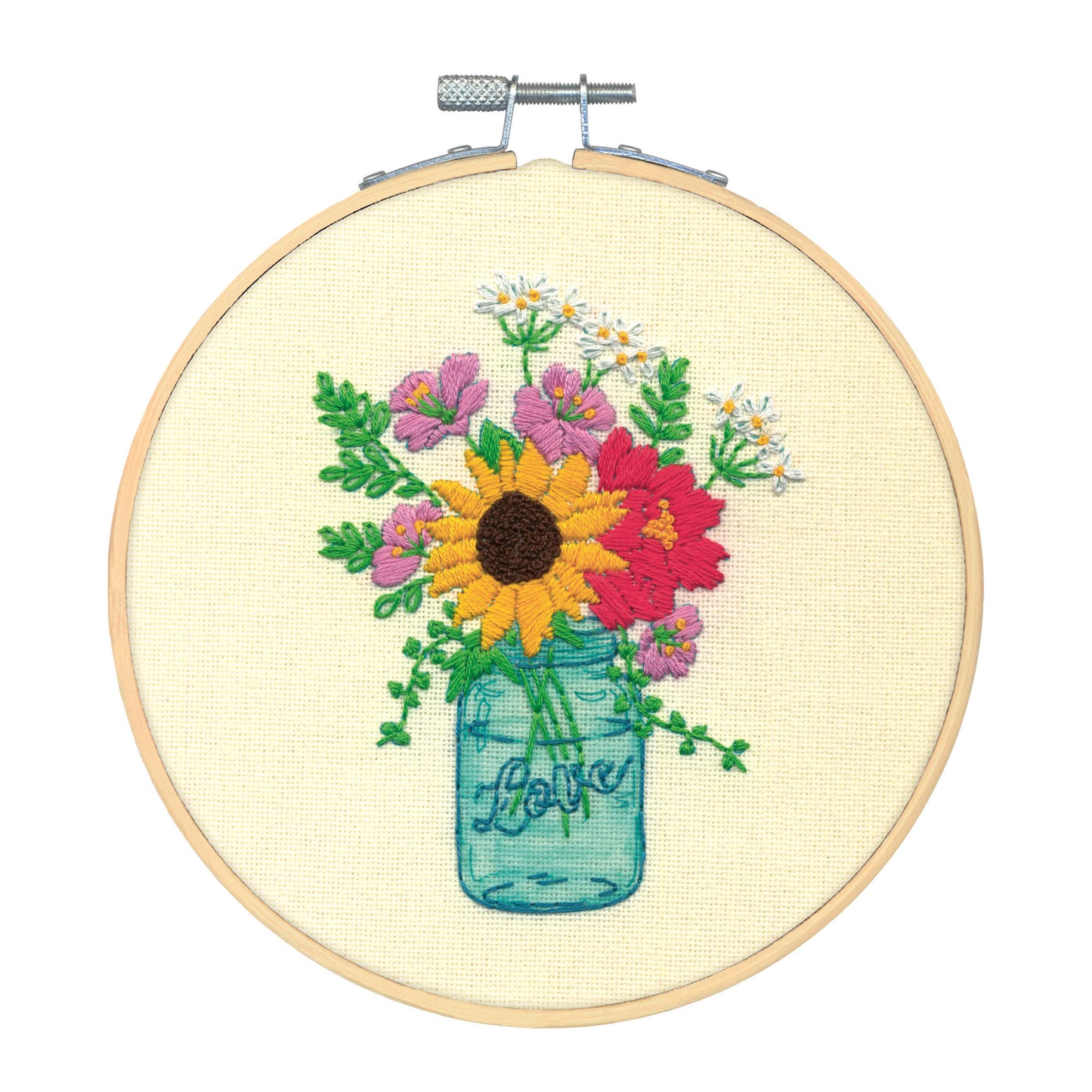 Embroidery Kit with Hoop: Floral Jar