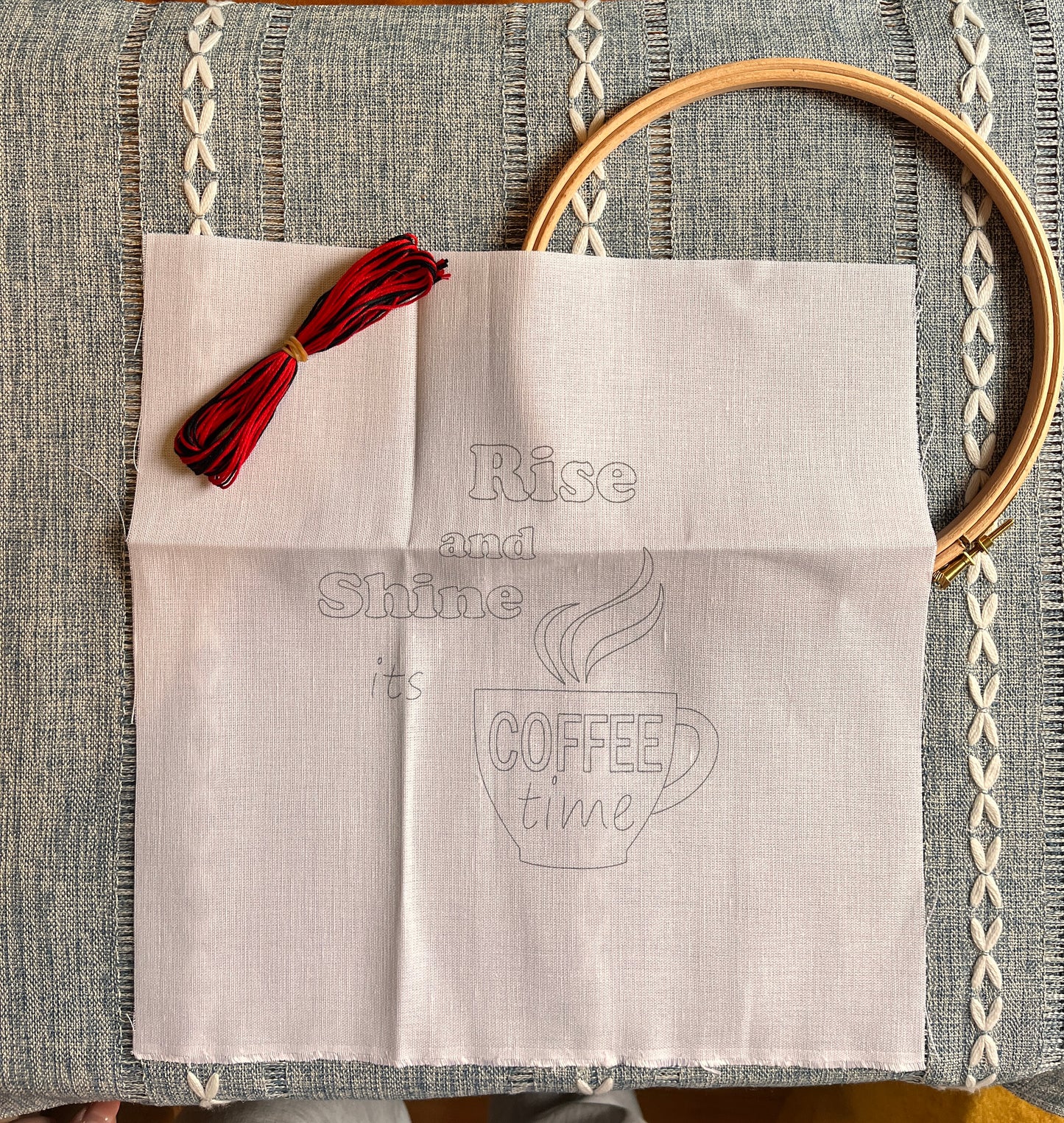 Embroidery Kit with hoop: Rise and Shine, It's Coffee Time